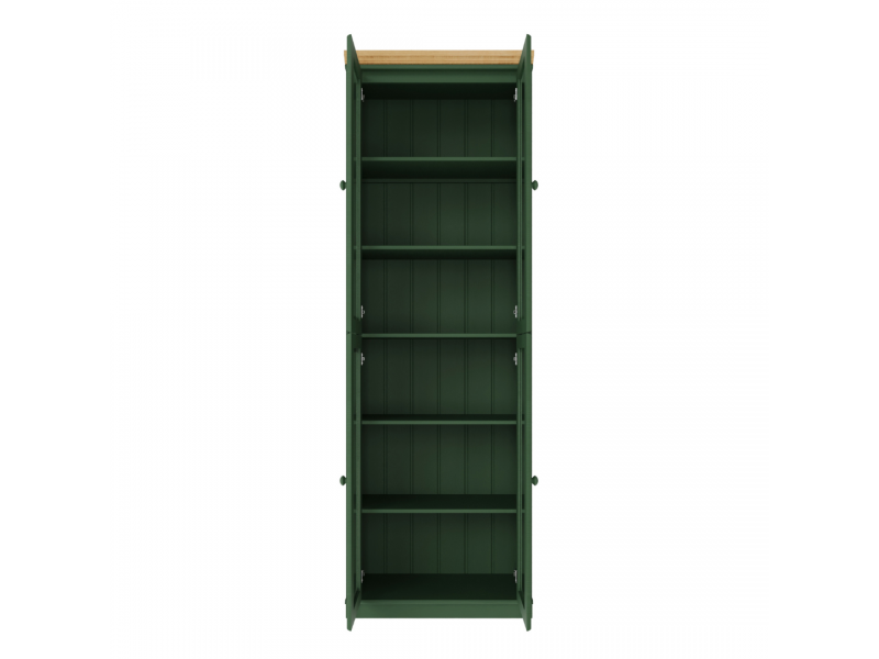 Estante Biblioteca 220 cm em Madeira Maciça com 4 Portas de Vidro com acabamento na cor verde cera | Coleção Biblioteca